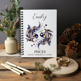 Cuaderno Elegante acuarela Pisces Zodiac Personalizado Jour