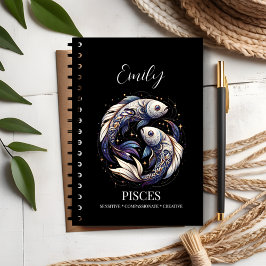 Cuaderno Elegante acuarela Pisces Zodiac Personalizado Jour