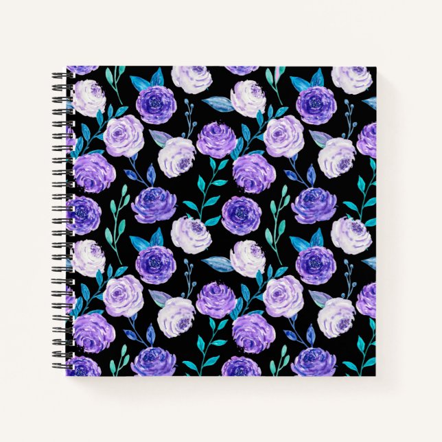 Cuaderno Elegante acuarela Purple Floral Bouquet | (Anverso)