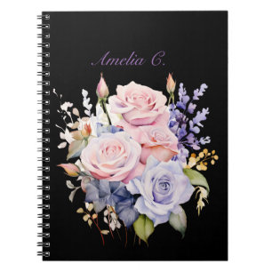 Cuaderno Elegante acuarela Rose Bouquet Black Notebook