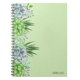 Cuaderno Elegante acuarela Suculento Monograma Botánico