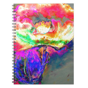 Cuaderno Elegante adormidera floral rosa rosada abstracta