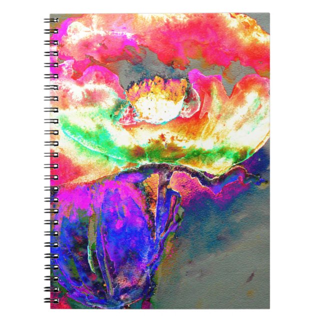 Cuaderno Elegante adormidera floral rosa rosada abstracta (Frente)