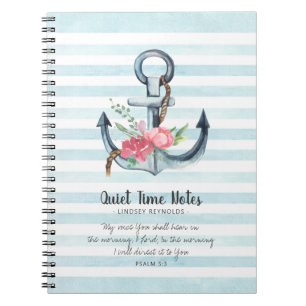 Cuaderno Elegante Ancla Floral Monograma Tiempo en Silencio