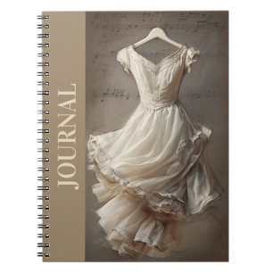 Cuaderno Elegante Antiguo Pequeño Vestido Negro LBD Beige