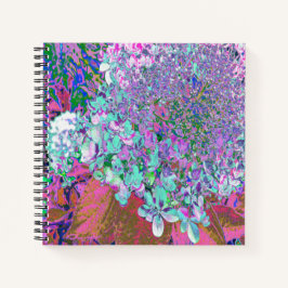 Cuaderno Elegante Aqua y Purple Limelight Hydrangea Detalle