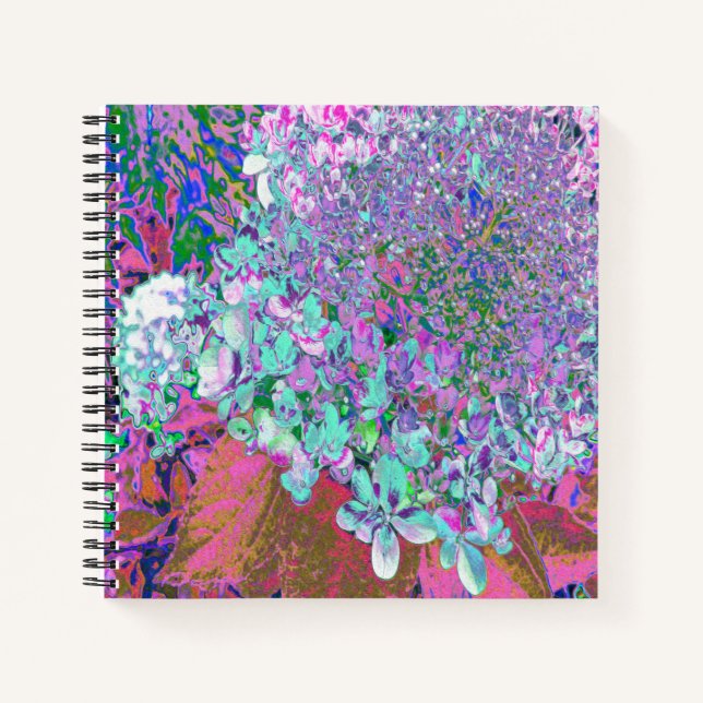 Cuaderno Elegante Aqua y Purple Limelight Hydrangea Detalle (Anverso)