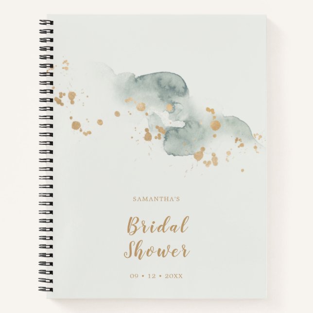 Cuaderno Elegante Aquarela Verde Salmón Dorado Despedida de (Anverso)