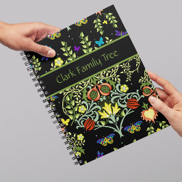Cuaderno Elegante Árbol De Familia Negro Y Verde