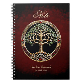 Cuaderno Elegante árbol noble de la vida con nudo celta.