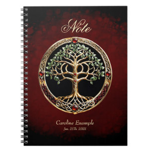 Cuaderno Elegante árbol noble de la vida con nudo celta.