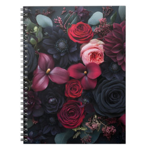 Cuaderno Elegante arreglo floral oscuro con rosas