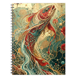 Cuaderno Elegante arte de koi en mosaico Art Nouveau