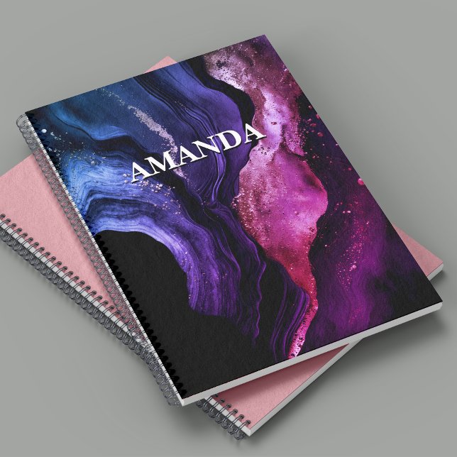 Cuaderno Elegante arte de mármol rosa púrpura falso purpuri (Subido por el creador)