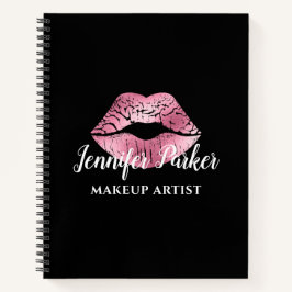 Cuaderno Elegante artista de maquillaje negro de labios roj
