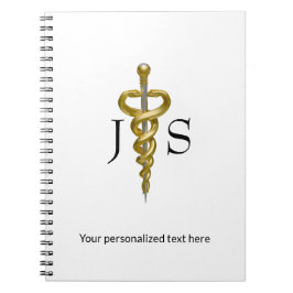 Cuaderno Elegante Asclepio Noble Médico Oro Plata