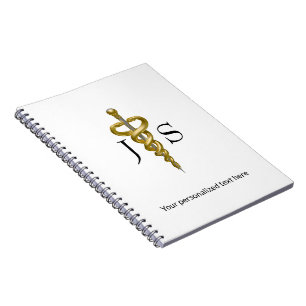 Cuaderno Elegante Asclepius Noble Médico Elegante Plata Dor