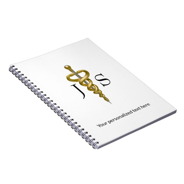 Cuaderno Elegante Asclepius Noble Médico Elegante Plata Dor (Lado Derecho)