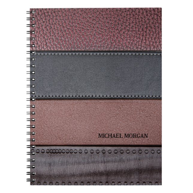Cuaderno Elegante aspecto de cuero de lujo marrón negro (Frente)