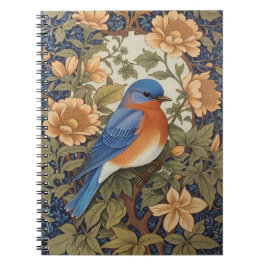 Cuaderno Elegante ave azul oriental William Morris inspirad