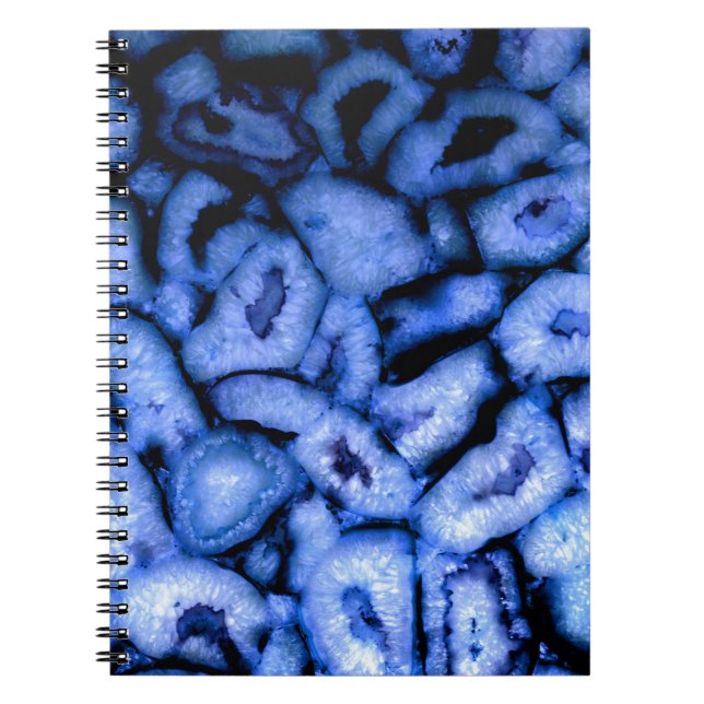 Cuaderno Elegante azul agates azules gemas cuarzo azul (Frente)