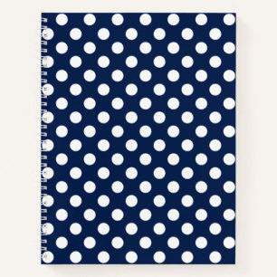 Cuaderno Elegante Azul Oscuro Con Grandes Puntos Blancos