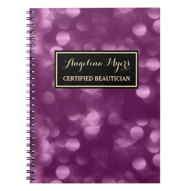Cuaderno Elegante Beautician Glamoroso Purple Luxe Bokeh (Frente)