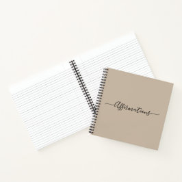 Cuaderno Elegante beige con afirmaciones de tipografía negr