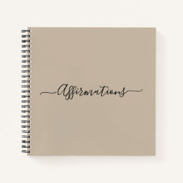 Cuaderno Elegante beige con afirmaciones de tipografía negr