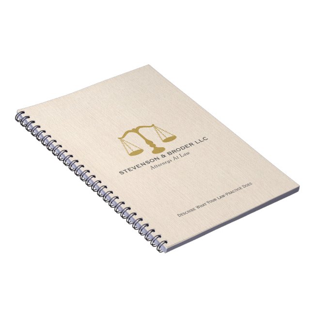 Cuaderno Elegante Beige Linen & Gold Justice Scale (Lado Derecho)