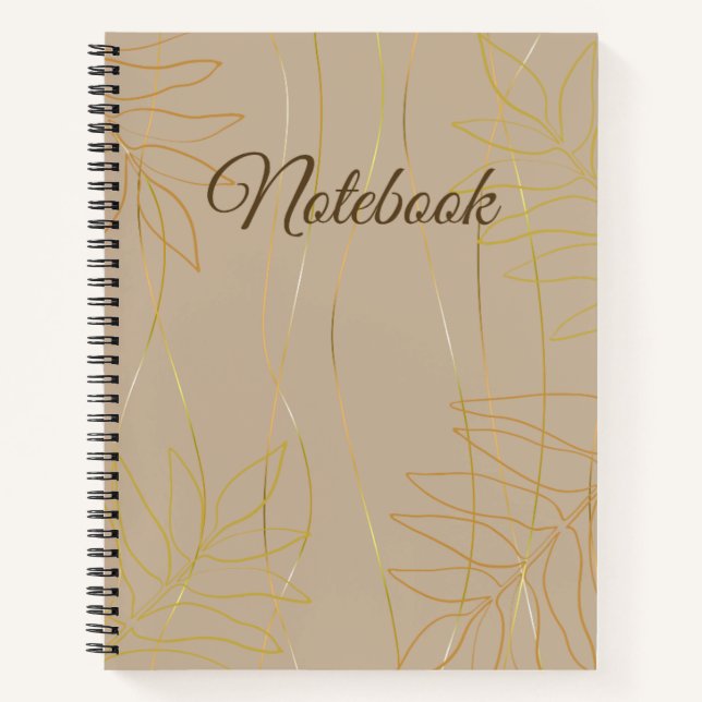 Cuaderno elegante beige y hoja de oro (Anverso)
