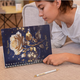 Cuaderno Elegante Bloc de notas con nombre floral personali