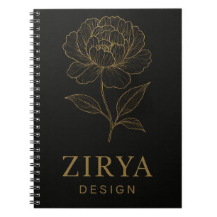 Cuaderno Elegante bloc de notas de flores doradas por Zirya