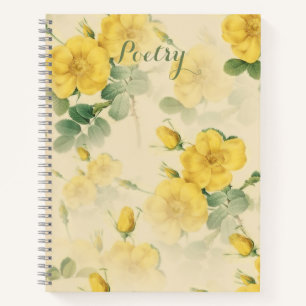 Cuaderno Elegante Bloc de notas de poesía con flores amari