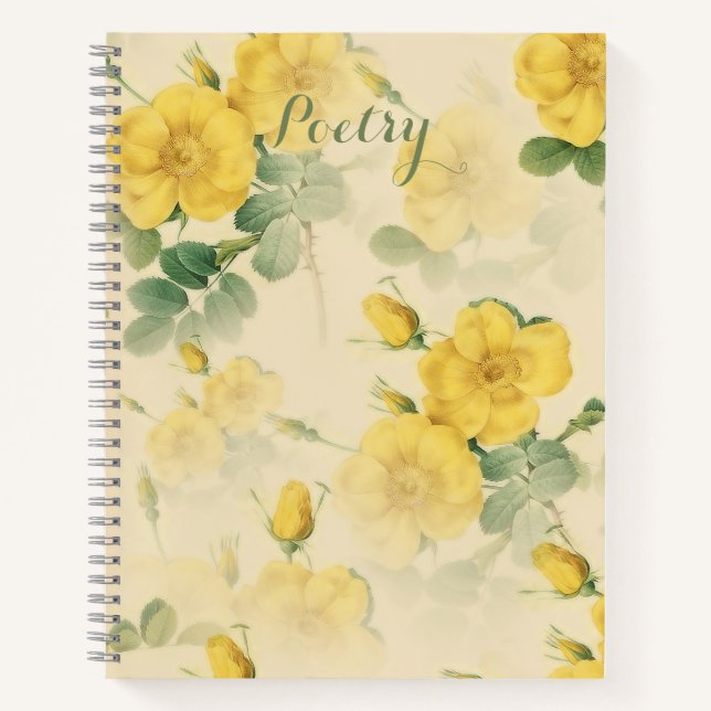 Cuaderno Elegante Bloc de notas de poesía con flores amaril (Anverso)