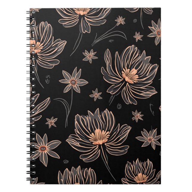 Cuaderno Elegante Bloc de notas en espiral de patrones de f (Frente)
