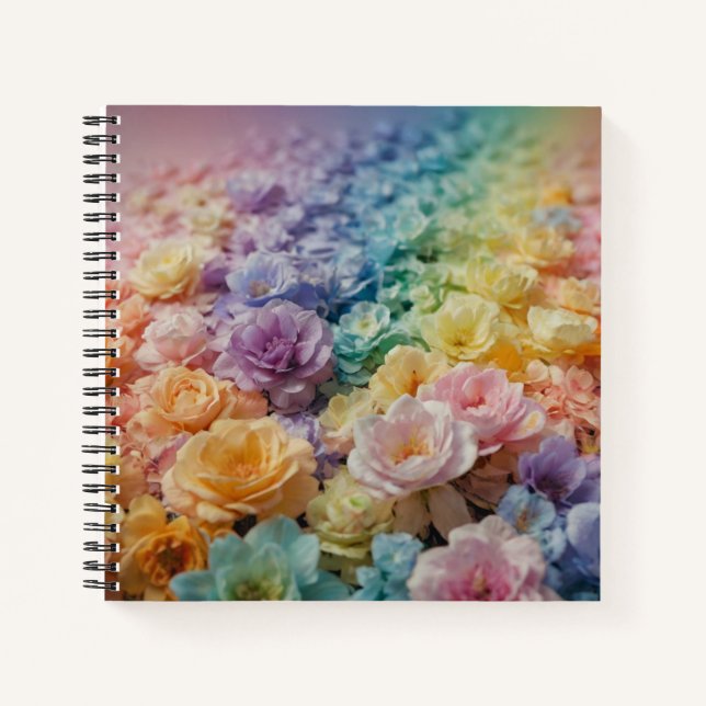 Cuaderno Elegante bloc de notas floral arcoiris único (Anverso)