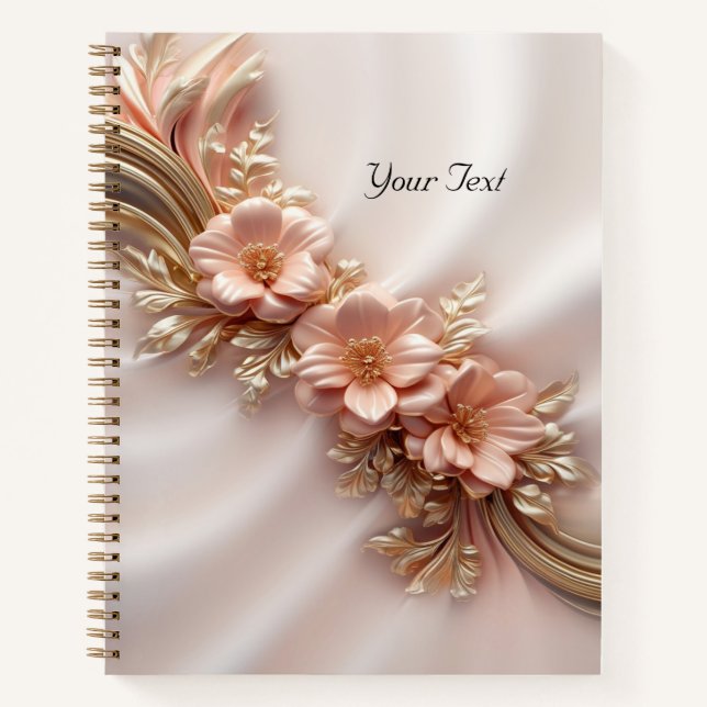 Cuaderno Elegante bloc de notas floral Naranja Peach (Anverso)