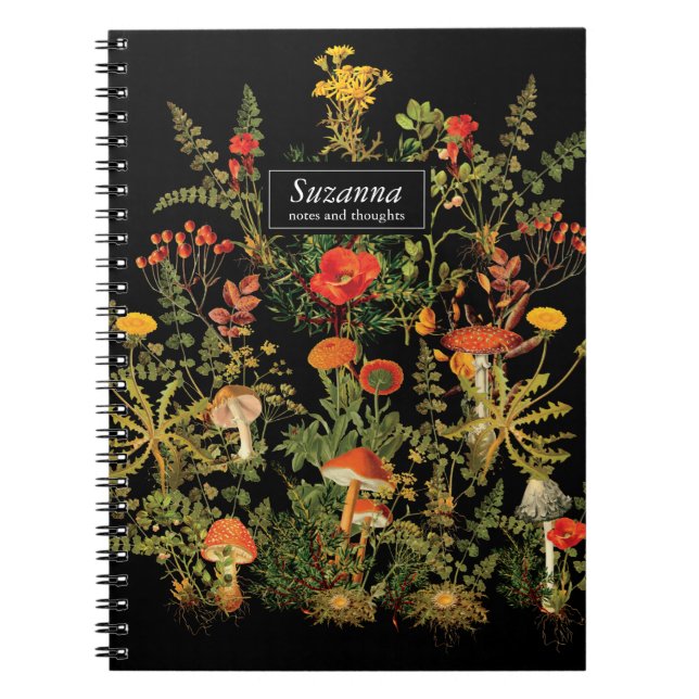 Cuaderno Elegante Bloc de notas para botánicos de Black Flo (Frente)