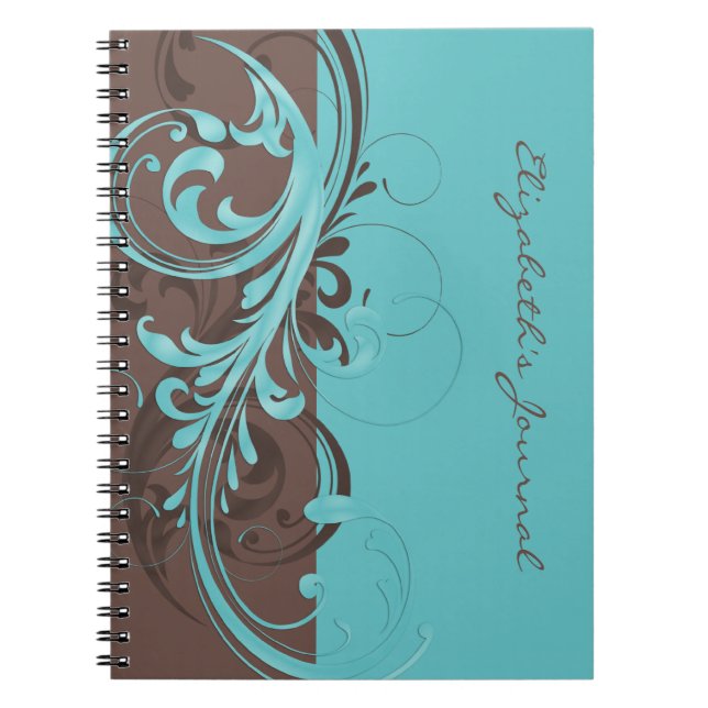 Cuaderno Elegante bloc de notas personalizado de Blue Brown (Frente)
