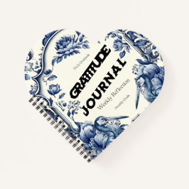 Cuaderno Elegante Blue Chinoiserie Gratitude Journal Cover