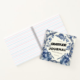 Cuaderno Elegante Blue Chinoiserie Gratitude Journal Cover