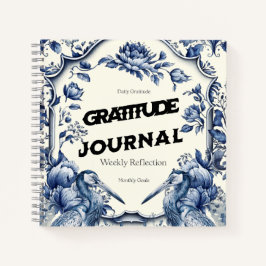 Cuaderno Elegante Blue Chinoiserie Gratitude Journal Cover