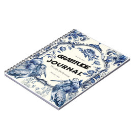 Cuaderno Elegante Blue Chinoiserie Gratitude Journal Cover