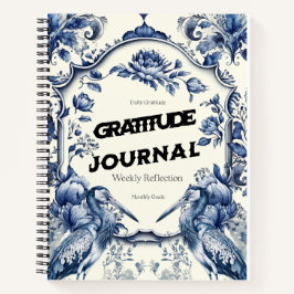 Cuaderno Elegante Blue Chinoiserie Gratitude Journal Cover