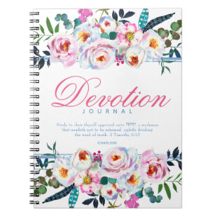 Cuaderno Elegante Blue Floral Named Devotion Journal