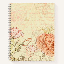 Cuaderno Elegante Blumen Rose Kalligrafie Vintage