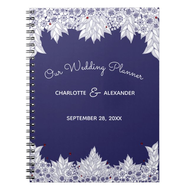 Cuaderno Elegante Boda blanco azul (Frente)