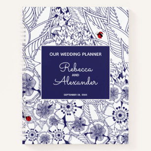 Cuaderno Elegante Boda blanco azul