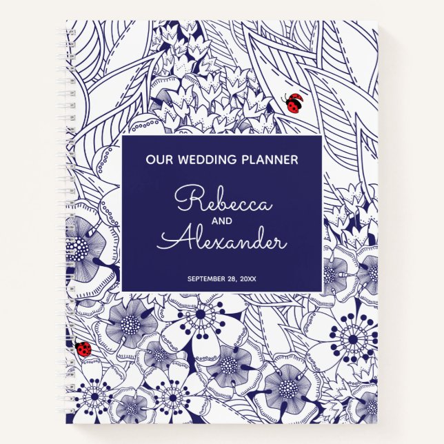 Cuaderno Elegante Boda blanco azul (Anverso)
